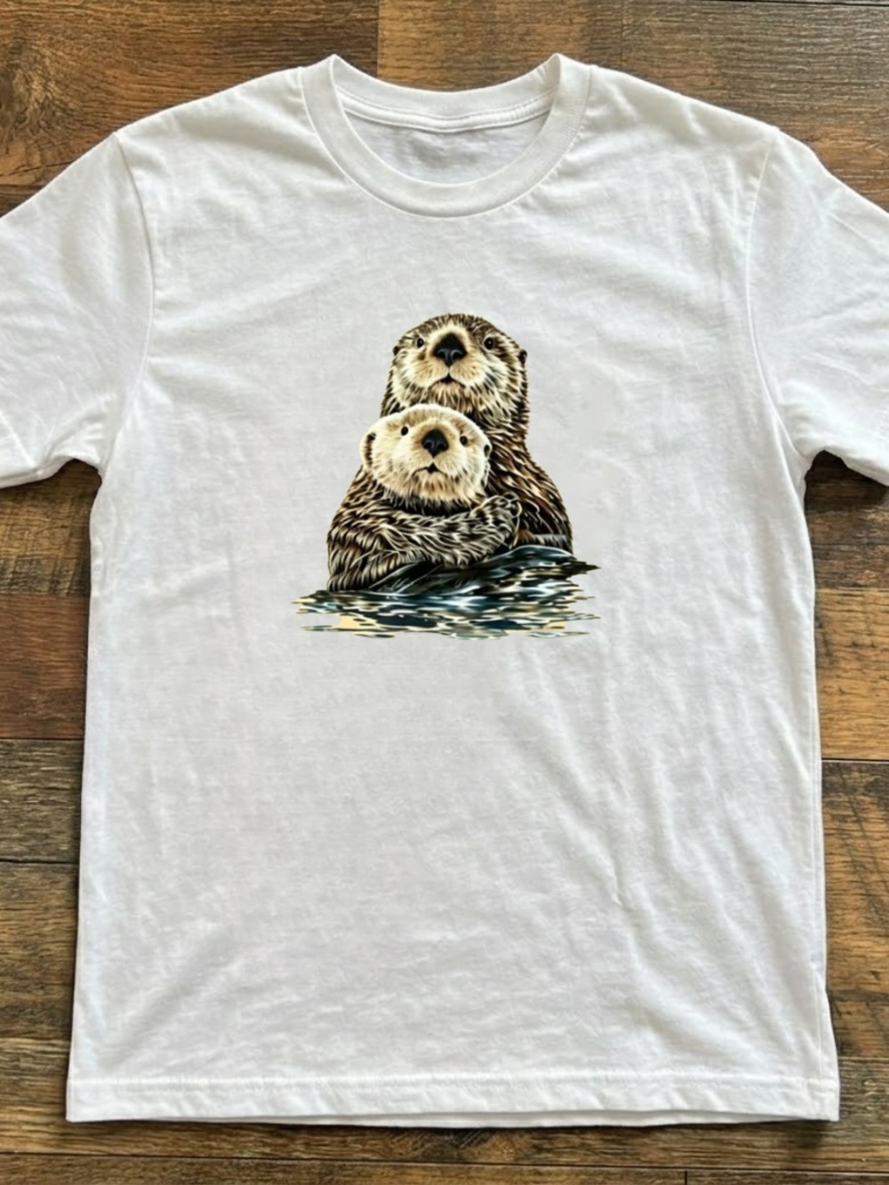 Gildan White T‑Shirt with Otter Duo Graphic